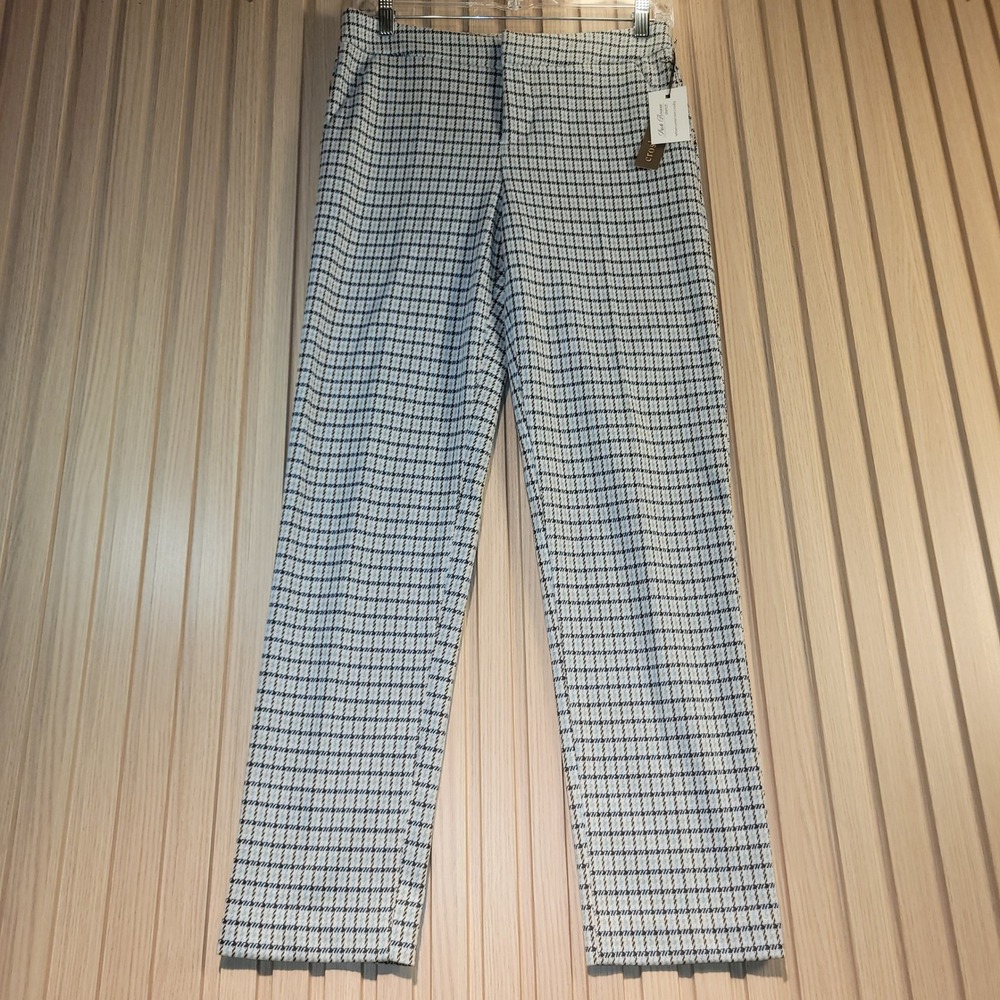Crosby Park Avenue Stretch Plaid Straight Leg Trousers Blue Yellow Black 4